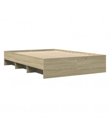 vidaXL Bed Frame | Sonoma Oak | Engineered wood, Plywood | Double | Bed Frame — Size: 140 x 200 cm — V0672120184