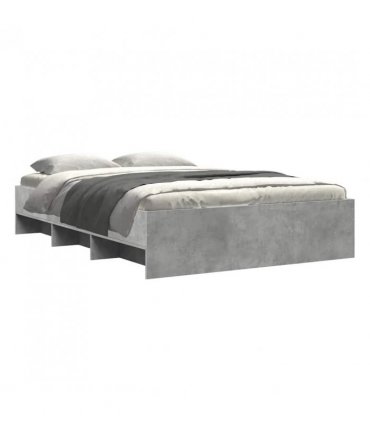 vidaXL Bed Frame | Concrete grey | Engineered wood frame, plywood slats | Double — Size: 140 x 200 cm