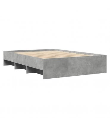 vidaXL Bed Frame | Concrete grey | Engineered wood frame, plywood slats | Double — Size: 140 x 200 cm