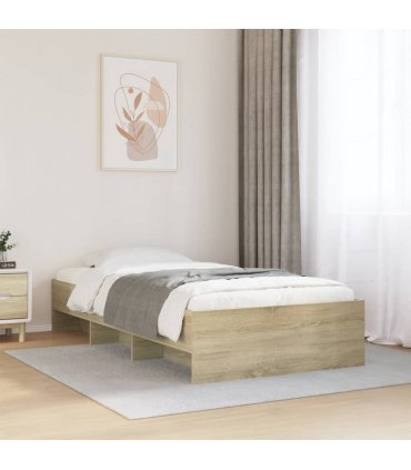 vidaXL Bed Frame | Sonoma oak | Engineered wood, Plywood | Single | Bed Frame — Size: 90 x 190 cm