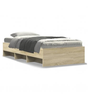 vidaXL Bed Frame | Sonoma oak | Engineered wood, Plywood | Single | Bed Frame — Size: 90 x 190 cm