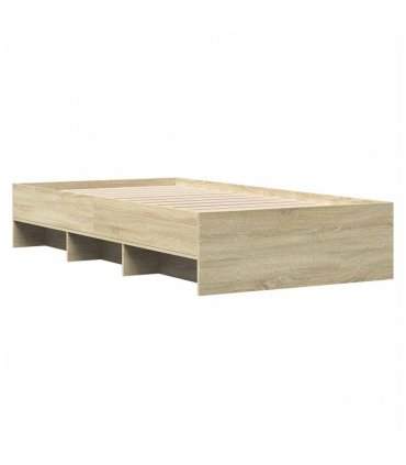 vidaXL Bed Frame | Sonoma oak | Engineered wood, Plywood | Single | Bed Frame — Size: 90 x 190 cm