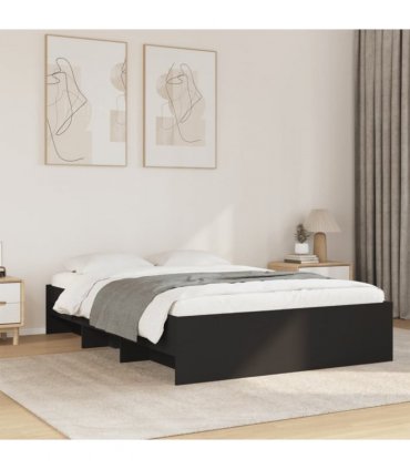 vidaXL Bed Frame | Black | Engineered Wood | 140x190 cm | Bed Frame — Size: 140 x 190 cm