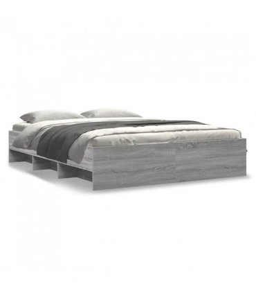 vidaXL Bed Frame | Grey Sonoma | Engineered wood, Plywood | Double | Bed Frame — Size: 160 x 200 cm