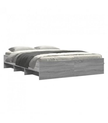 vidaXL Bed Frame | Grey Sonoma | Engineered wood, Plywood | Double | Bed Frame — Size: 160 x 200 cm