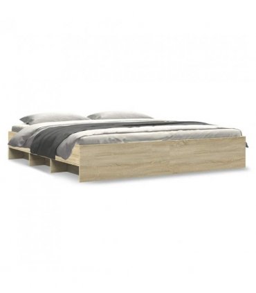 vidaXL Bed Frame | Sonoma oak | Engineered wood | 200x200cm | Bed Frame — Size: 200 x 200 cm