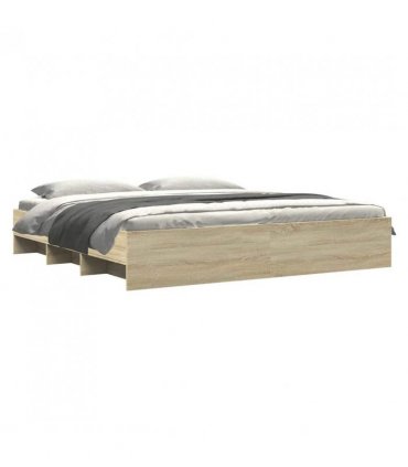 vidaXL Bed Frame | Sonoma oak | Engineered wood | 200x200cm | Bed Frame — Size: 200 x 200 cm
