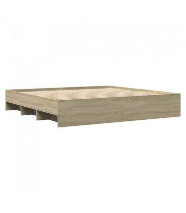 vidaXL Bed Frame | Sonoma oak | Engineered wood | 200x200cm | Bed Frame — Size: 200 x 200 cm
