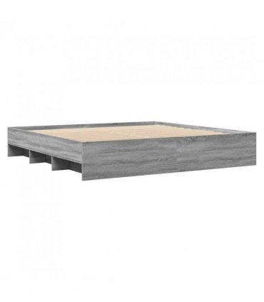vidaXL Bed Frame | Grey Sonoma | Engineered wood, Plywood | Super King — Size: 180 x 200 cm — V0672120228