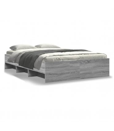 vidaXL Bed Frame | Grey Sonoma | Engineered wood with plywood slats | Double — Size: 120 x 200 cm