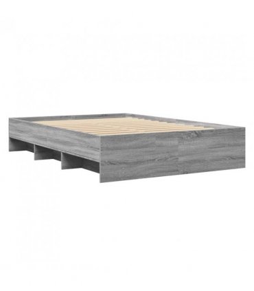 vidaXL Bed Frame | Grey Sonoma | Engineered wood with plywood slats | Double — Size: 120 x 200 cm