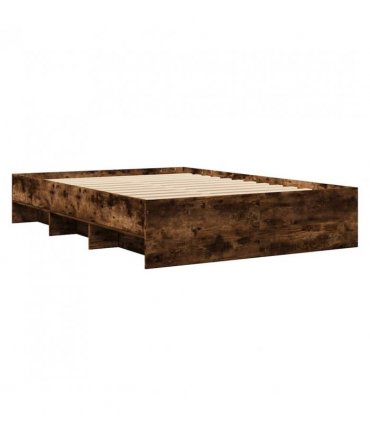 vidaXL Bed Frame | Storage | Rectangular | Modern — Colour: smoked oak, Size: 140 x 190 cm