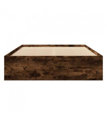 vidaXL Bed Frame | Storage | Rectangular | Modern — Colour: smoked oak, Size: 140 x 190 cm