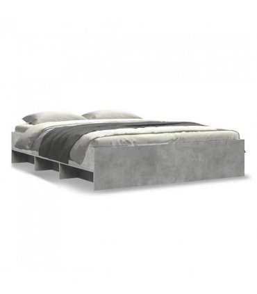 vidaXL Bed Frame | Concrete grey | Engineered wood, Plywood | Double | Bed Frame — Size: 160 x 200 cm
