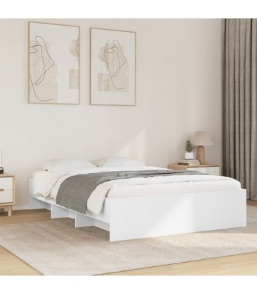 vidaXL Bed Frame | White | Engineered wood | 140x190 cm | Bed Frame — Size: 140 x 190 cm