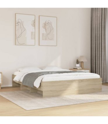 vidaXL Bed Frame | Sonoma oak | Engineered wood, Plywood | King | Bed Frame — Size: 150 x 200 cm