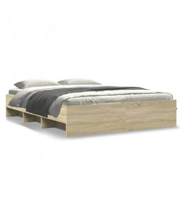 vidaXL Bed Frame | Sonoma oak | Engineered wood, Plywood | King | Bed Frame — Size: 150 x 200 cm