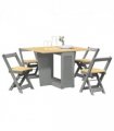 vidaXL 5 Piece Butterfly Dining Set Corona Foldable Grey Pinewood