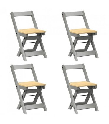 vidaXL 5 Piece Butterfly Dining Set Corona Foldable Grey Pinewood