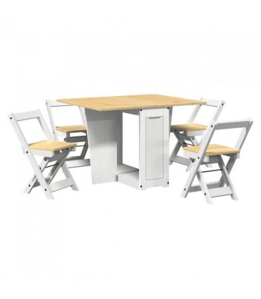 vidaXL 5 Piece Butterfly Dining Set Corona Foldable White Pinewood