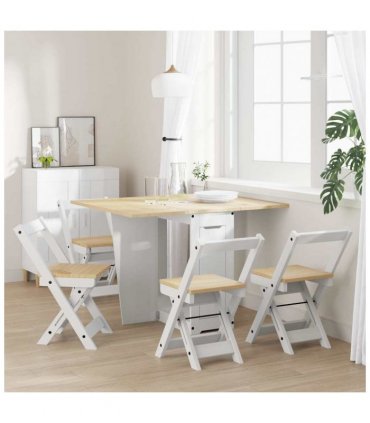 vidaXL 5 Piece Butterfly Dining Set Corona Foldable White Pinewood