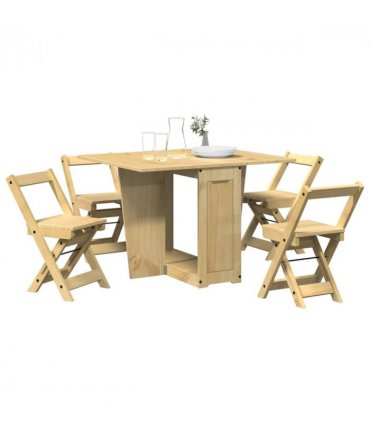 vidaXL 5 Piece Butterfly Dining Set Corona Foldable Wax Brown Pinewood