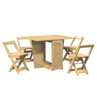vidaXL 5 Piece Butterfly Dining Set Corona Foldable Wax Brown Pinewood