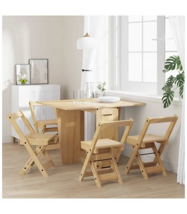 vidaXL 5 Piece Butterfly Dining Set Corona Foldable Wax Brown Pinewood