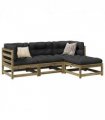 vidaXL 4 Piece Garden Sofa Set Impregnated Wood Pine — Colour: natural impregnated