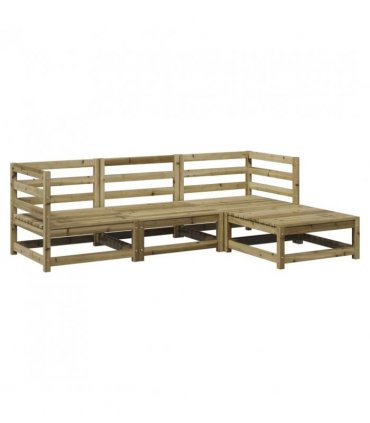 vidaXL 4 Piece Garden Sofa Set Impregnated Wood Pine — Colour: natural impregnated