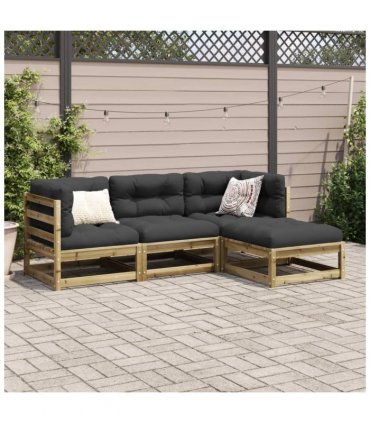 vidaXL 4 Piece Garden Sofa Set Impregnated Wood Pine — Colour: natural impregnated