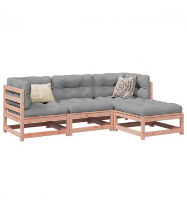 vidaXL Garden Sofa Set | Reddish-brown | Solid Douglas fir wood | 4 Piece Set — Colour: natural douglas