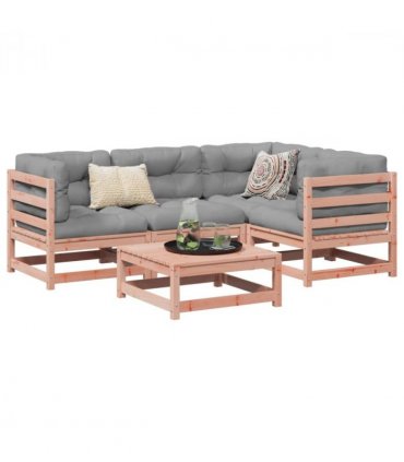 vidaXL 5 Piece Garden Sofa Set Solid Wood Douglas Fir — Colour: natural douglas