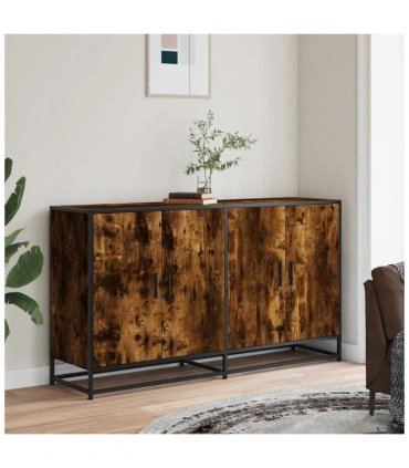 vidaXL Sideboard Smoked Oak 134x35x76 cm Engineered Wood