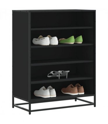 vidaXL Shoe Cabinet Black 75x38x97.5 cm Engineered Wood and Metal