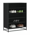 vidaXL Shoe Cabinet Black 75x38x97.5 cm Engineered Wood and Metal