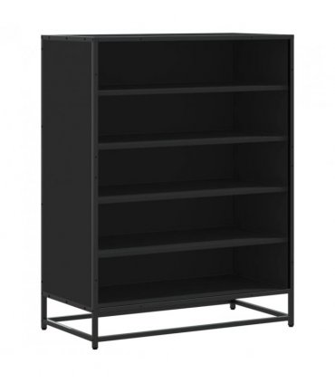 vidaXL Shoe Cabinet Black 75x38x97.5 cm Engineered Wood and Metal