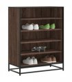 vidaXL Shoe Cabinet Brown Oak 75x38x97.5 cm Engineered Wood and Metal