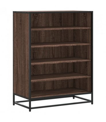 vidaXL Shoe Cabinet Brown Oak 75x38x97.5 cm Engineered Wood and Metal