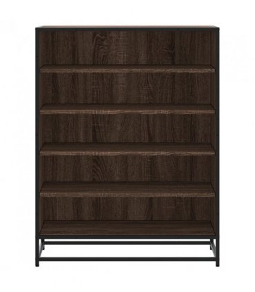 vidaXL Shoe Cabinet Brown Oak 75x38x97.5 cm Engineered Wood and Metal