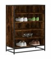 vidaXL Shoe Cabinet Smoked Oak 75x38x97.5 cm Engineered Wood and Metal