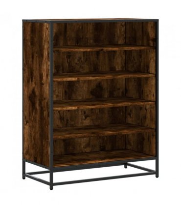 vidaXL Shoe Cabinet Smoked Oak 75x38x97.5 cm Engineered Wood and Metal