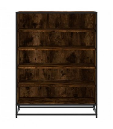 vidaXL Shoe Cabinet Smoked Oak 75x38x97.5 cm Engineered Wood and Metal
