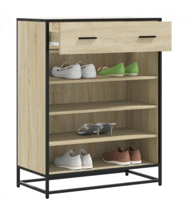 vidaXL Shoe Cabinet Sonoma Oak 75x38x97.5 cm Engineered Wood and Metal
