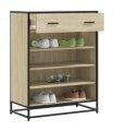 vidaXL Shoe Cabinet Sonoma Oak 75x38x97.5 cm Engineered Wood and Metal