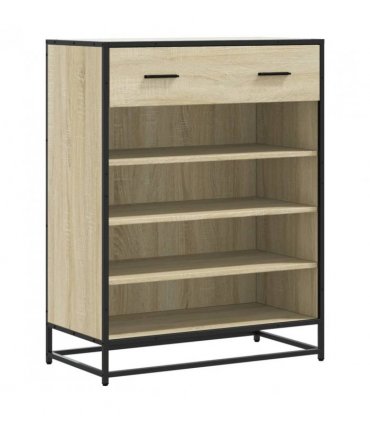 vidaXL Shoe Cabinet Sonoma Oak 75x38x97.5 cm Engineered Wood and Metal