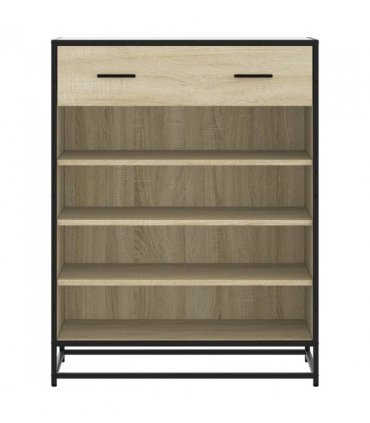vidaXL Shoe Cabinet Sonoma Oak 75x38x97.5 cm Engineered Wood and Metal