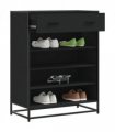 vidaXL Shoe Cabinet Black 75x38x97.5 cm Engineered Wood and Metal — V0672120589