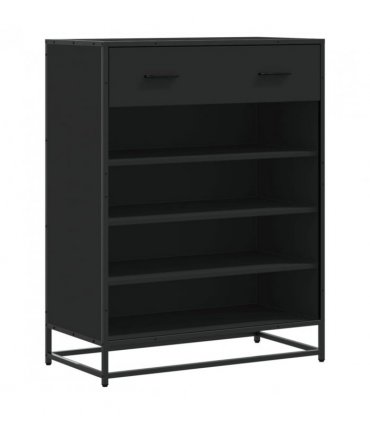vidaXL Shoe Cabinet Black 75x38x97.5 cm Engineered Wood and Metal — V0672120589