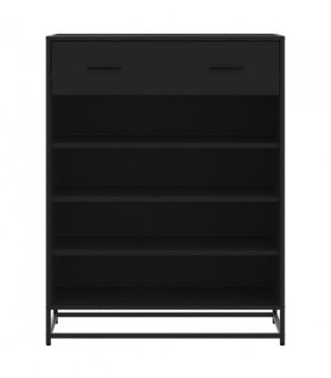 vidaXL Shoe Cabinet Black 75x38x97.5 cm Engineered Wood and Metal — V0672120589
